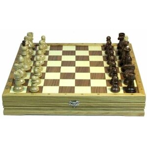 Шахматы классические стандартные деревянные утяжеленные (высота короля 4,00) 43х43 см 999-RTC-5851