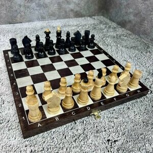 Шахматы обиходные деревянные Объедовские, доска венге-серебро, 29х14.5х3 см