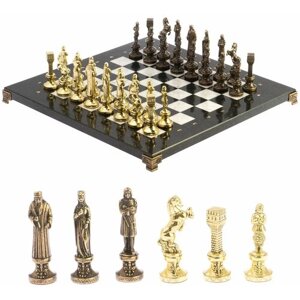 Шахматы "Ренесанс" доска 36х36 см мрамор, змеевик фигуры цвет бронза-золото 124878