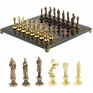 Шахматы "Ренесанс" доска 36х36 см змеевик, лемезит фигуры цвет бронза-золото 124880