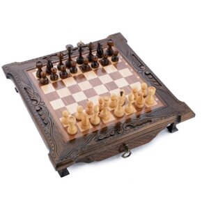 Шахматы резные в ларце с ящиками, "Simba" 50, Harutyunyan