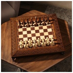 Шахматы ручной работы "Гроссмейстер" глубокая резка, на ножках, 55х55 см 9079210