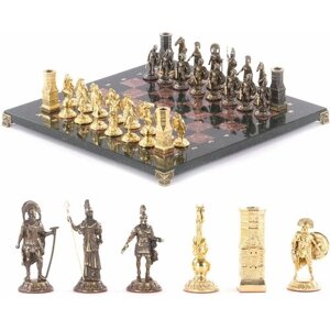Шахматы с бронзовыми фигурами "Спарта" камень креноид 40х40 см 121350