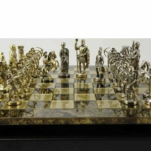 Шахматы с Фигурка ми из металла Античные войны, 28x28x2см; H 5.4 см KSVA-MP-S-15-28-BRO