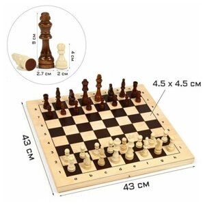 Шахматы турнирные, доска дерево 43 х 43 см, фигуры дерево, король h-9 см