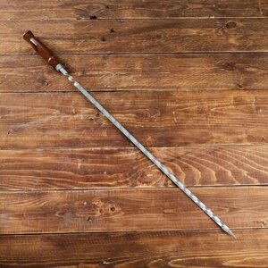 Шампур с узором и деревянной ручкой - 69 см.