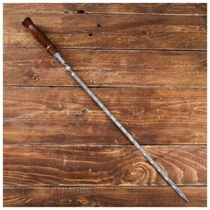 Шампур узбекский 59см, деревянная ручка, рабочая часть 40см, сталь 2мм), с узором