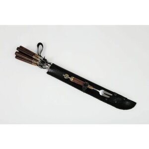 Шампур в чехле, набор шампуров с деревянной ручкой, шампура набор подарочный, 69 см, 6 шт