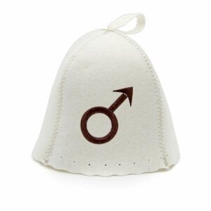 Шапка для бани и сауны «колокольчик» с вышивкой «Знак пола мужской»