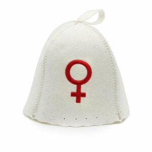 Шапка для бани и сауны «колокольчик» с вышивкой «Знак пола женский»