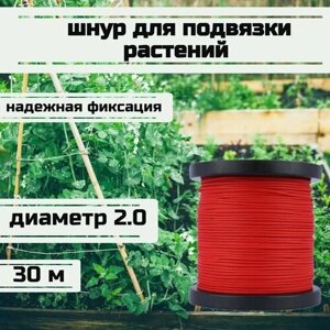 Шнур для подвязки растений, лента садовая, красная 2.0 мм нагрузка 200 кг длина 30 метров/Narwhal