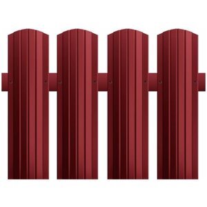 Штакетник металлический (евроштакетник) Полукруглый (двусторонний цвет Красное вино RAL 3005/3005, высота 1.25м, ширина 110мм, 10 шт)