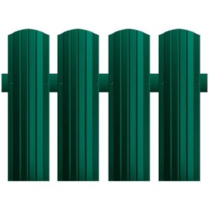 Штакетник металлический (евроштакетник) Полукруглый (двусторонний цвет Зеленый мох RAL 6005/6005, высота 1м, ширина 110мм, 10 шт)