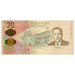Сингапур 20 долларов 2019 г. Двухсотлетие Сингапура (1819-2019) Пластик. Юбилейная UNC