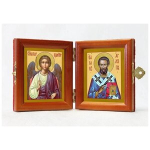 Складень именной "Апостол от 70-ти Архипп, епископ Колосский - Ангел Хранитель", из двух икон 8*9,5 см