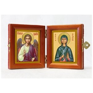 Складень именной "Мученица Антонина Никейская - Ангел Хранитель", из двух икон 8*9,5 см