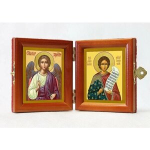 Складень именной "Мученик Иоанн Новый, Янинский - Ангел Хранитель", из двух икон 8*9,5 см