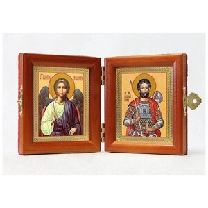 Складень именной "Мученик Иоанн Воин - Ангел Хранитель", из двух икон 8*9,5 см