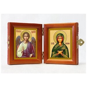 Складень именной "Праведная Мариамна, сестра апостола Филиппа - Ангел Хранитель", из двух икон 8*9,5 см