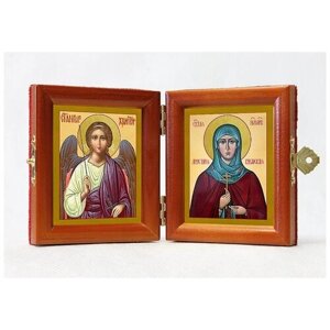 Складень именной "Преподобномученица Анастасия Камаева, Кадомская - Ангел Хранитель", из двух икон 8*9,5 см