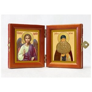 Складень именной "Преподобный Максим Грек - Ангел Хранитель", из двух икон 8*9,5 см