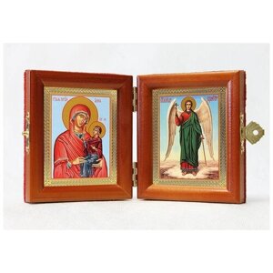 Складень именной "Святая праведная Анна мать Пресвятой Богородицы - Ангел Хранитель", из двух икон 8*9,5 см