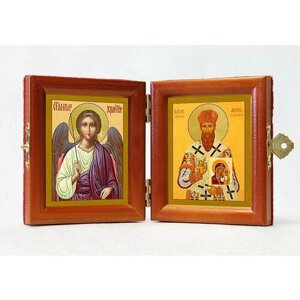 Складень именной "Святитель Арсений Элассонский, архиепископ Суздальский - Ангел Хранитель", из двух икон 8*9,5 см