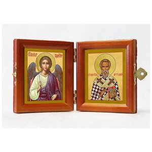 Складень именной "Святитель Артемий Солунский - Ангел Хранитель", из двух икон 8*9,5 см