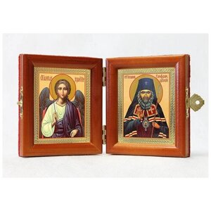 Складень именной "Святитель Иоанн Шанхайский - Ангел Хранитель", из двух икон 8*9,5 см