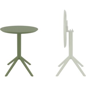 Складной садовый пластиковый стол Siesta Contract Sky Folding Table Ø60, оливковый