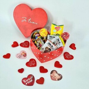 Сладкая валентинка в коробке, конфеты с лимонадом и жвачками, подарок на день святого валентина