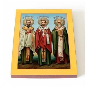 Собор трех святителей (вариант 3), икона на доске 13*16,5 см