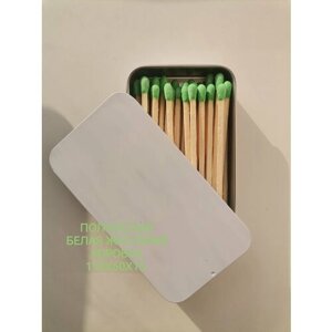 Спички для свечей длинные 100 мм, цветные, зелёные в железной коробке