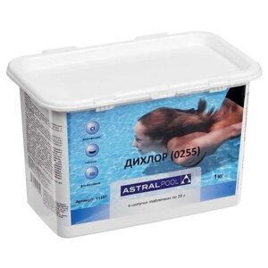 Средство "Дихлор" AstralPool для обработки и ударной дезинфекции воды в бассейне, таблетки, 1 кг. В упаковке шт: 1