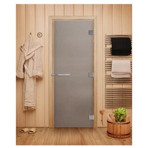 Стеклянная дверь Дорвуд эталон сатин, правая, 1824х600 мм, 1900х700 мм, коробка в комплекте, цвет: серый