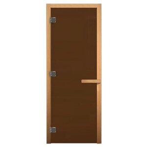 Стеклянная дверь Везувий 00000011742, левая, 1730х720 мм, 1800х800 мм, коробка в комплекте, цвет: бронза матовая