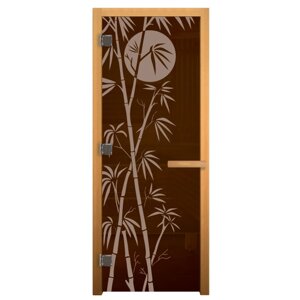 Стеклянная дверь Везувий Бамбук 00000017534, левая, 1830х620 мм, 1900х700 мм, коробка в комплекте, цвет: бронзовый