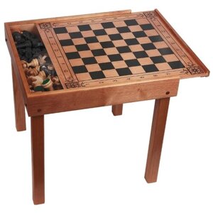 Стол игровой мега тонированный с ящиком (шахматы, шашки, нарды) 3 игры в одном столе