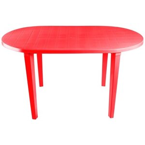 Стол обеденный садовый Стандарт Пластик овальный, ДхШ: 140х80 см, красный