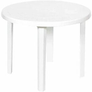 Стол садовый круглый пластиковый белый 90х90 h71см