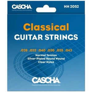 Струны Cascha HH-2052 комплект для классической гитары, среднее натяжение, посеребренные, прозрачный нейлон/посеребренная медь.