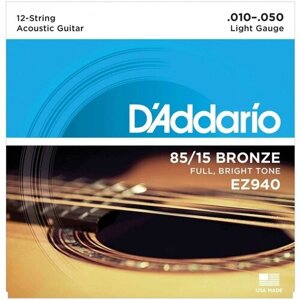 Струны для 12-струнной акустической гитары D'Addario EZ940