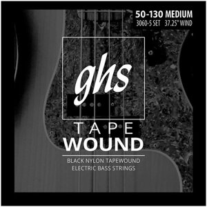 Струны для 5-струнной бас-гитары GHS 3060-5 Black Nylon Tapewound, черный нейлон -50-130)