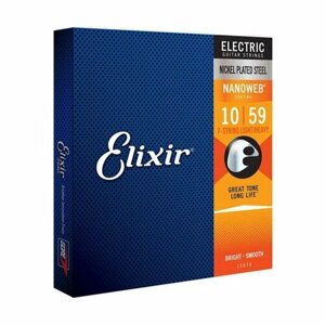 Струны для 7-ми струнной электрогитары Elixir 12074 NanoWeb Light/ Heavy 10-59, Elixir (Эликсир)