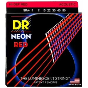 Струны для акустической гитары DR NRA-11 Veritas 11-50, красные (люминесцентные), бронза фосфорная