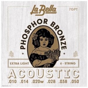Струны для акустической гитары La Bella 7GPT Extra Light 10-50