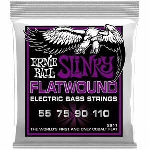 Струны для бас-гитары ERNIE BALL 2811 Power Slinky Flatwound Bass, 55-110