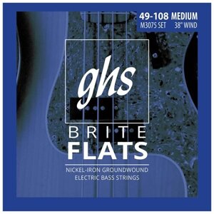 Струны для бас-гитары GHS Brite Flats M3075 49-108