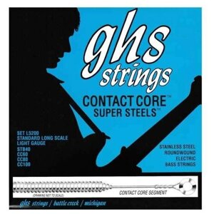 Струны для бас-гитары GHS L5200 Contact Core Super Steels Light String (40-60-80-100)