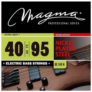 Струны для бас-гитары Magma Strings BE140N, Серия: Nickel Plated Steel, Калибр: 40-60-75-95, Обмотка: круглая, никелированая сталь